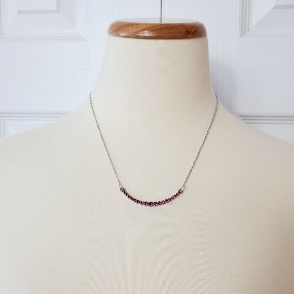 paparazzi Jewelry - Paparazzi Curved Pink Rhinestone Necklace